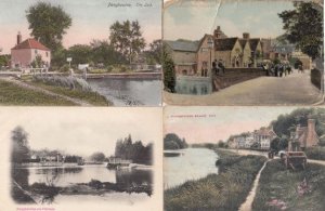 Panbourne The River & Meeting on Bridge 4x Antique Berkshire Postcard s