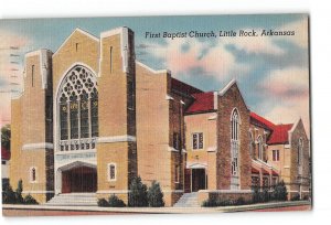 Little Rock Arkansas AR Postcard 1946 First Baptist Church