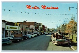 c1960 Front street Malta Business Shopping District Malta Montana MT Postcard