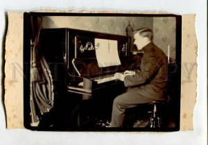 3130057 RUSSIA Musician w/ PIANO SCHRODER Vintage REAL PHOTO