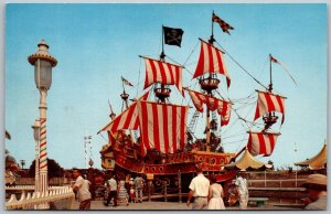 DISNEYLAND Anaheim California 1950-60s Postcard Pirate Ship Fantasyland