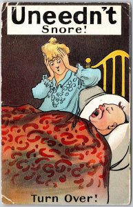 Uneedn't Snore! Wife Angry With His Husband Snoring Comic Postcard