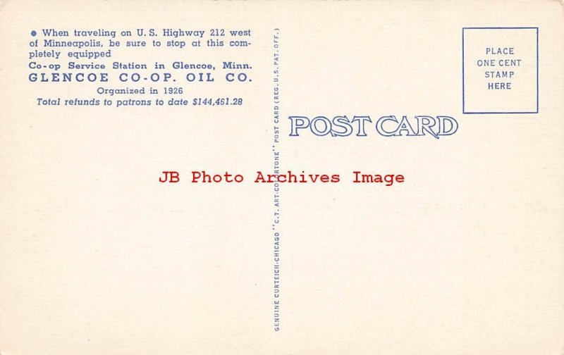 MN, Minneapolis, Minnesota, Glencoe CoOp Oil Gas Station, Curteich No 2BH1184 United States