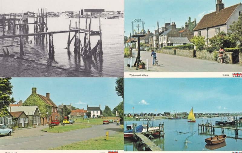 Walberswick Bicycles Boats 1970s Sailing 4x Suffolk Postcard s