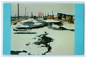 1964 A Downtown Anchorage Parking Lot in The Great Alaskan Earthquake Postcard