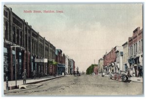 1909 Ninth Street Horse Carriage Buildings Sheldon Iowa Antique Vintage Postcard