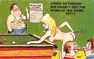 she hasn't got the hang of the game yet Pool Billiards Carte Postale Unused 