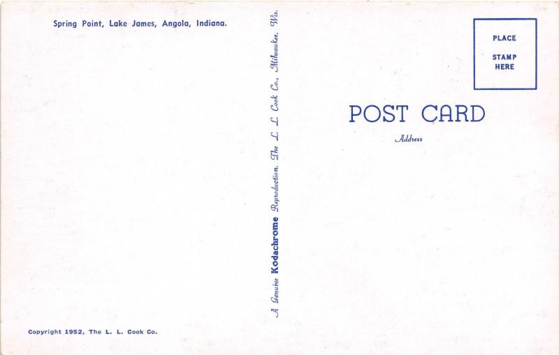 ANGOLA INDIANA~SPRING POINT-LAKE JAMES POSTCARD 1960s
