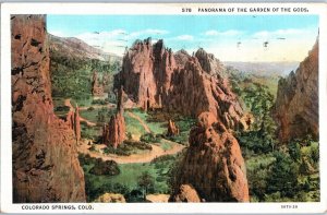 Panorama of Garden of the Gods Colorado Springs Colorado Postcard Posted 1938