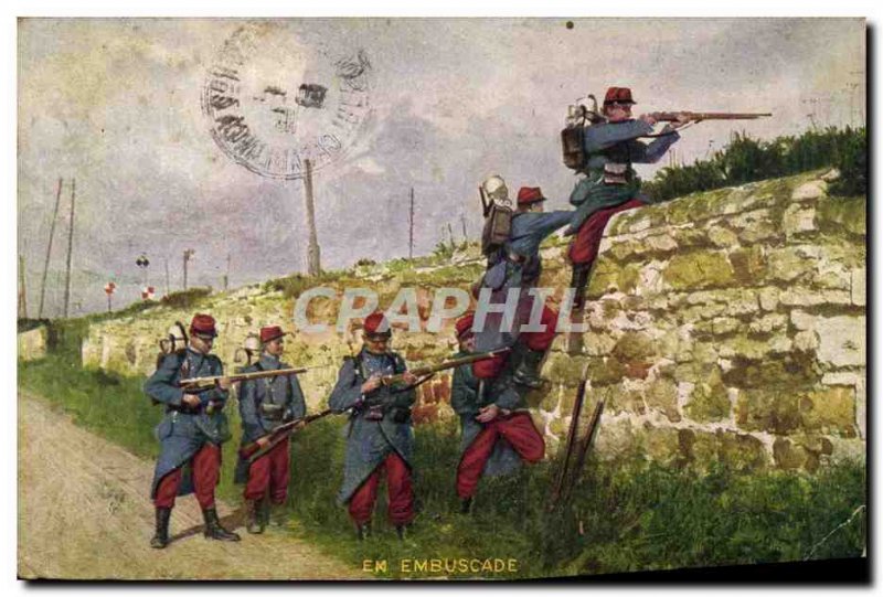 Old Postcard Army in ambush