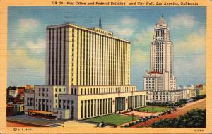 California Los Angeles Post Office Federal Building and City Hall 1948 Curteich