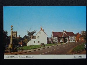 Staffordshire ABBOTS BROMLEY Market Place & Butter Cross c1970's Postcard