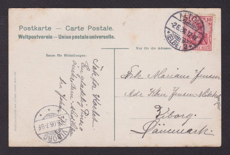 GERMANY 1906, Postcard, Greetings from Hamburg, sent to Denmark