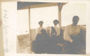 RPPC VENICE, CA Beach, Edwardian Women, Dog, Cat 1906 Vintage Photo Postcard