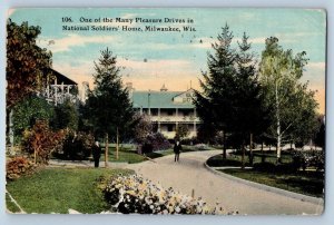 1911 Pleasure Drives In National Soldier's Home Milwaukee Wisconsin WI Postcard