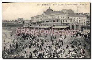 Old Postcard Biarritz Casino Municipal And The Beach