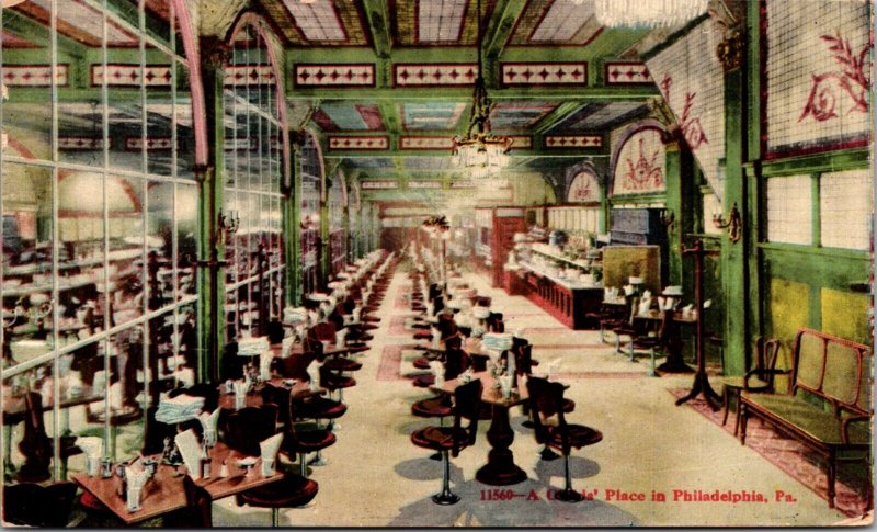Postcard Interior of a Restaurant in Philadelphia, Pennsylvania
