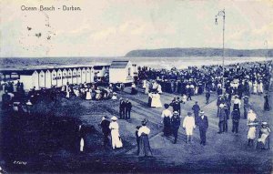 Ocean Beach Crowd Durban South Africa 1908 postcard