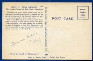 Greetings Gallup New Mexico nm large letters letter linen postcard #2