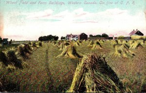 Canada Western Canada Wheat Fields and Farm Building On LIne Of Candian Pacif...