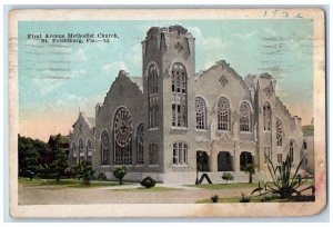 1922 First Avenue Methodist Church Exterior St. Petersburg Florida FL Postcard