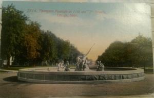 Lincoln Nebraska~Thompson Fountain @ 11th & J Street~Statues in Fountain~1911 Pc