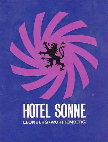 GERMANY LEONBERG WUERTTEMBERG HOTEL SONNE VINTAGE LUGGAGE LABEL