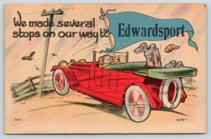 We Made Several Stops On Way to Edwardsport Indiana~Car Hits Pole~1916 Pennant 