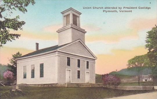 Union Church Attended By President Coolidge Plymouth Vermont Handcolored Albe...