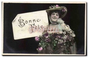 Pretty Woman Bonne Fete Post Card Old