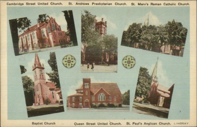 Lindsay Ontario? Church Multi View Old Postcard