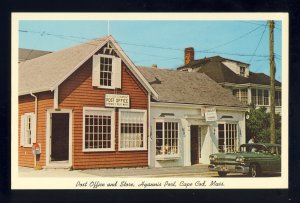 Hyannis, Massachusetts/MA Postcard, Post Office & Store, 1950's Car, Cap...