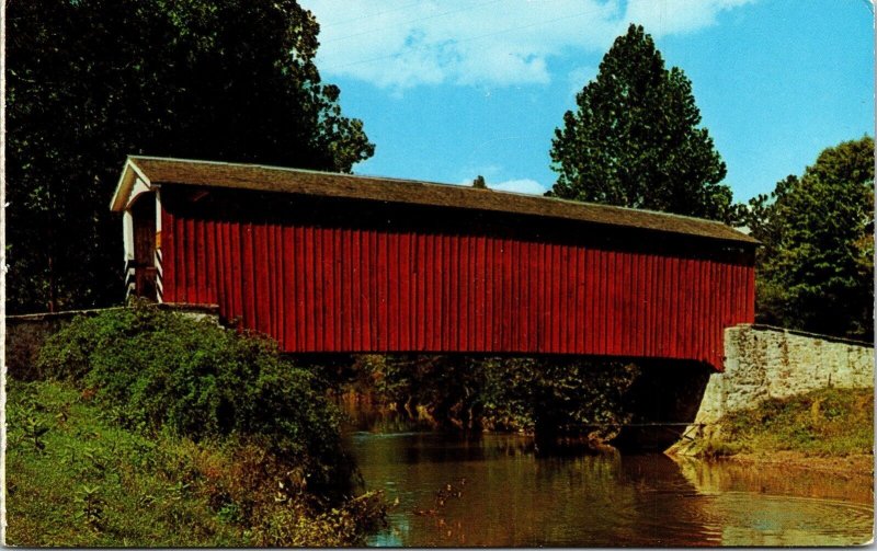 Greetings Penna Dutch Countnry Covered Bridge Johnson Mill Route 340 Postcard 