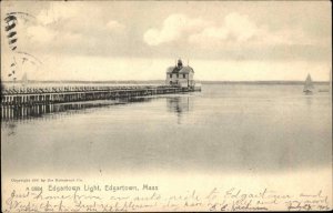 Edgartown Massachusetts MA Cape Cod Lighthouse Rotograph c1910 Postcard