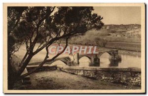 Old Postcard Avignon Pont Saint Benezet seen the Dom of the Rock