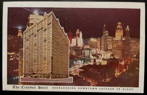 Vintage Postcard 1940's The Croydon Hotel at Night, Chicago Illinois (IL)