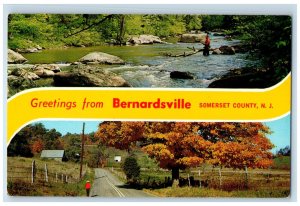 c1960's Greetings From Bernardsville Somerset County New Jersey NJ Postcard 