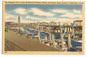 Postcard Mosquito Fleet Showing Fishing Shrimp Oyster Boats Galveston Texas TX