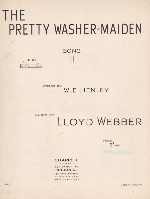 The Pretty Washer Maiden Song Lloyd Webber 1940s Sheet Music