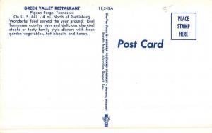 Pigeon Forge Tennessee Green Valley Restaurant Vintage Postcard K49829