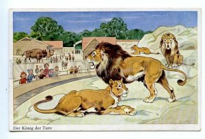 499232 FB Fritz BAUMGARTEN Zoo Lioness LION king of beasts Vintage postcard