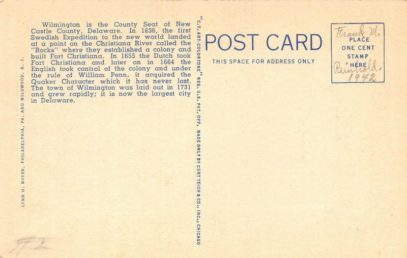 LP42  Large Letters Wilmington Delaware  Postcard 