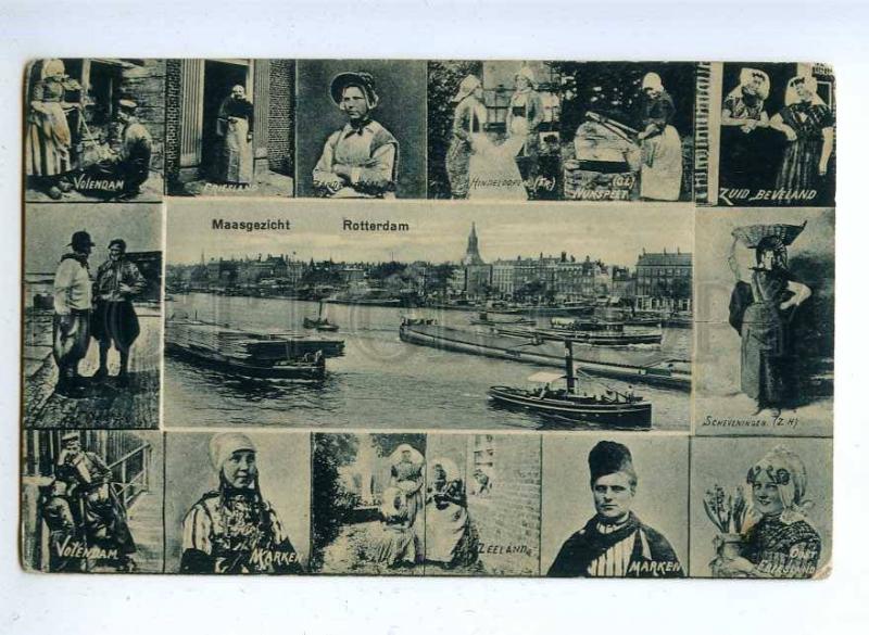 192440 HOLLAND ROTTERDAM type ships Vintage embossed postcard