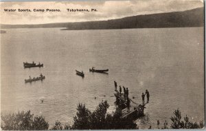 Water Sports, Canoes Camp Pocono Tobyhanna PA Vintage Postcard O31