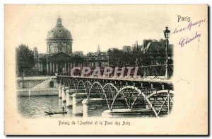 Paris Old Postcard Palace of the & # 39Institut and the Pont des Arts (raised...