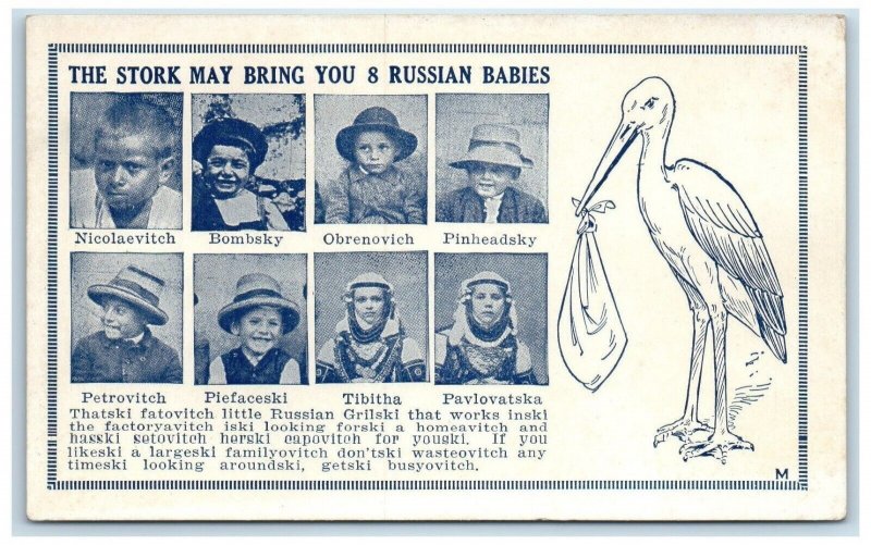 c1950's The Stork Exhibit May Bring You 8 Russian Babies Exhibit Arcade Card