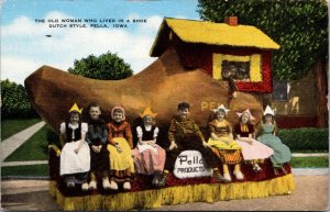 Linen Postcard The Old Woman Who Lived In A Shoe Dutch Style Pella, Iowa~132077