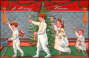 Merry Christmas Children Carrying Toys