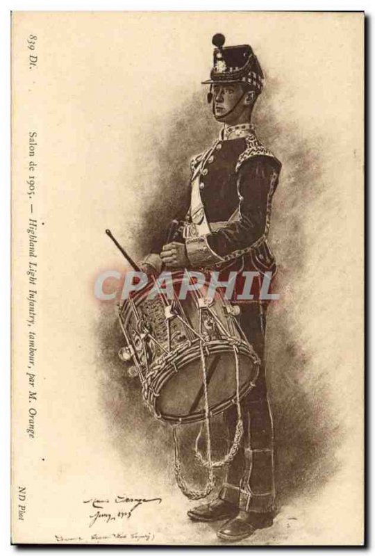 Old Postcard Militaria Show 1905 Highland Light Infantry Drum M Orange