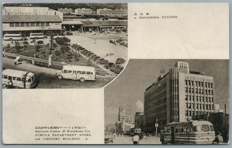 JAPAN HIROSHIMA STATION & DEPARTMENT STORE JAPANESE VINTAGE POSTCARD